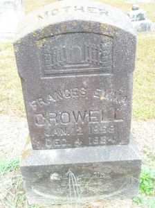 Pa Crowell's wife, Frances's tombstone